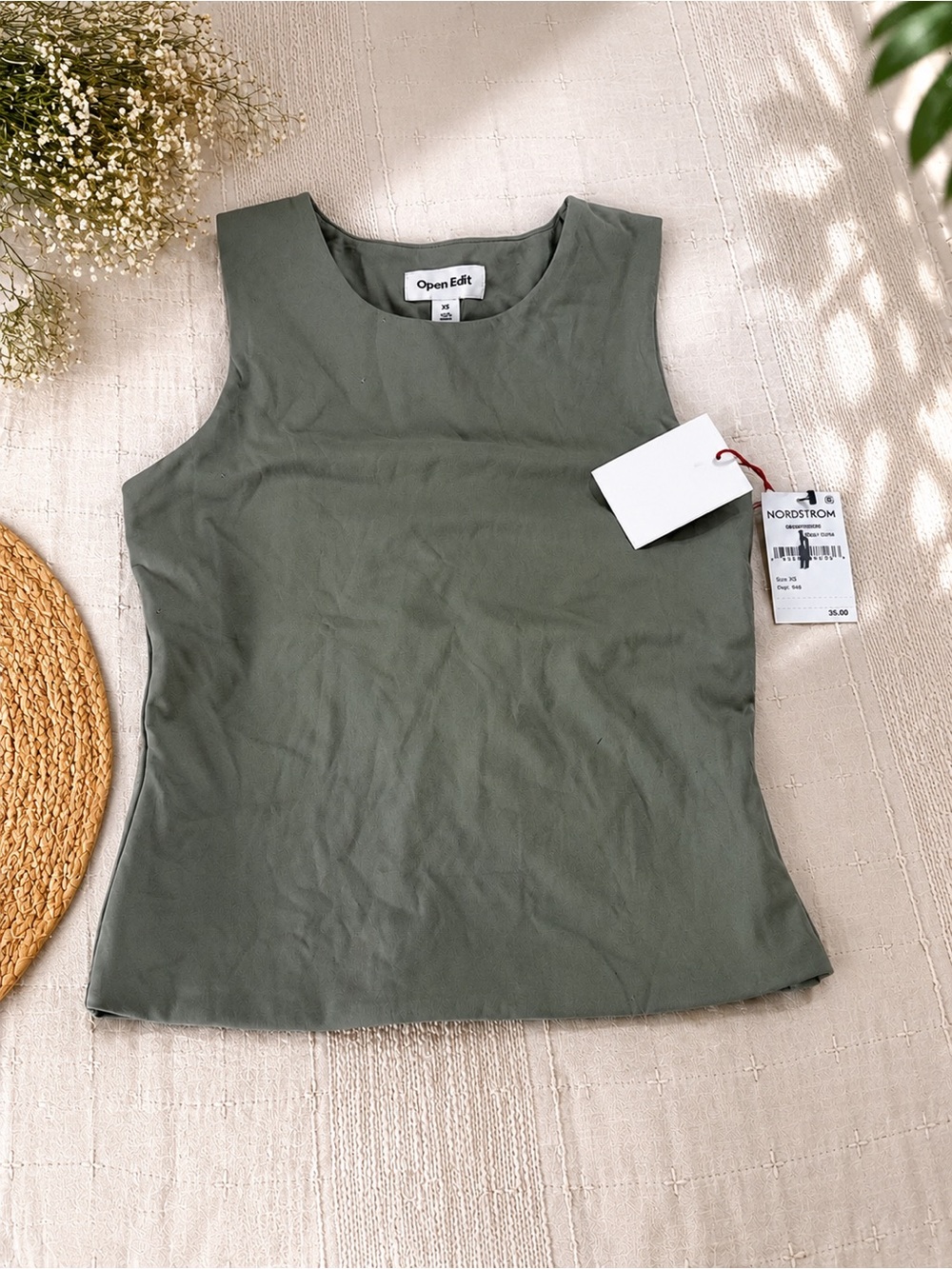 Open Edit Olive Green Sleeveless Tank Top
